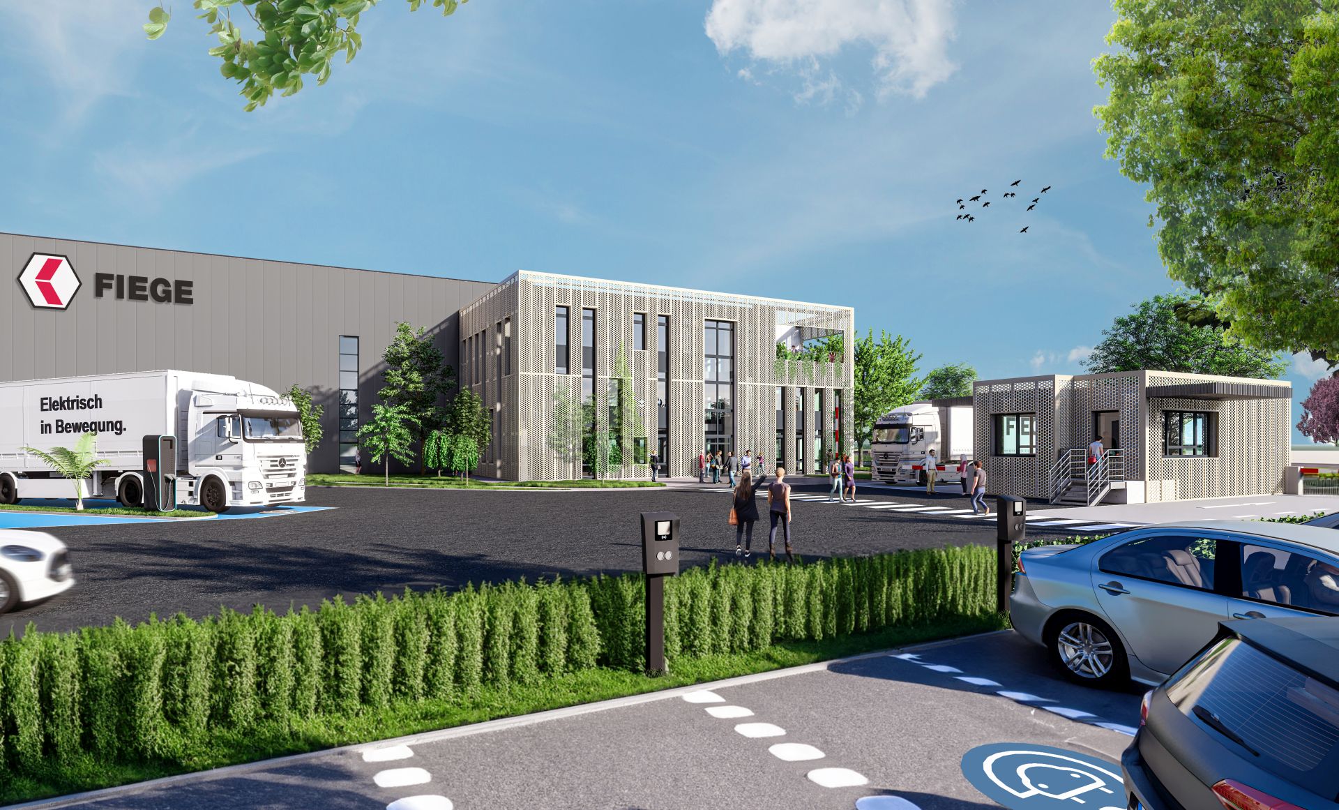 A look into the future: Fiege is creating around 55,000 square metres of logistics space in Hamminkeln. (Visualisation: Fiege)